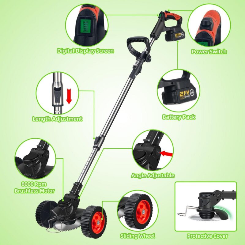 Paddsun Electric String Trimmers, Cordless Wacker Edger 21V Weed Eater Lightweight Portable Tool - Image 6