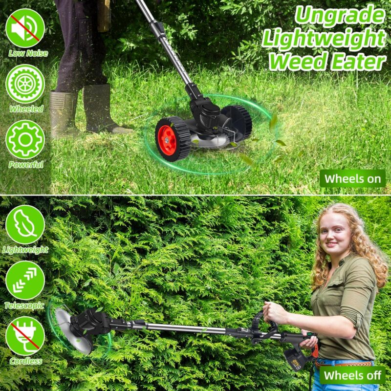 Paddsun Electric String Trimmers, Cordless Wacker Edger 21V Weed Eater Lightweight Portable Tool - Image 2