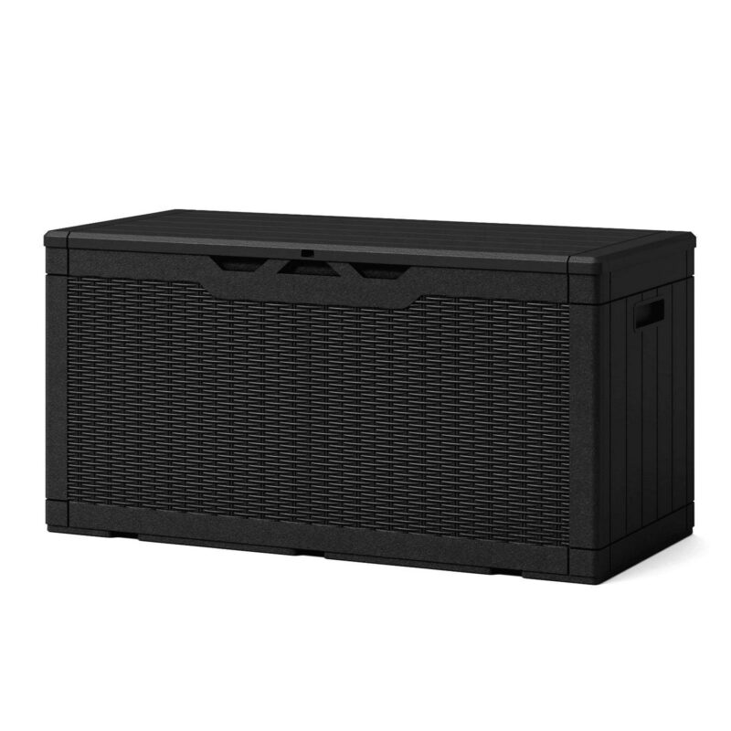 Patiowell 100 Gallon Resin Deck Box, Large Outdoor Storage Box with Padlock for Patio Furniture,Black - Image 8