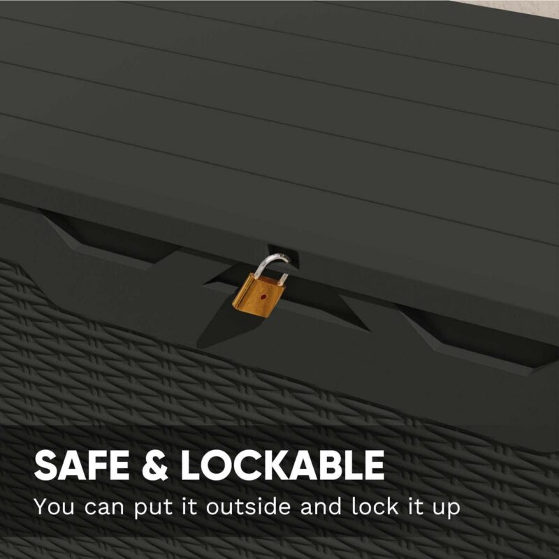 Patiowell 100 Gallon Resin Deck Box, Large Outdoor Storage Box with Padlock for Patio Furniture,Black - Image 4