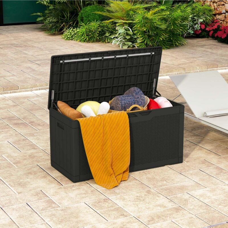 Patiowell 100 Gallon Resin Deck Box, Large Outdoor Storage Box with Padlock for Patio Furniture,Black - Image 7