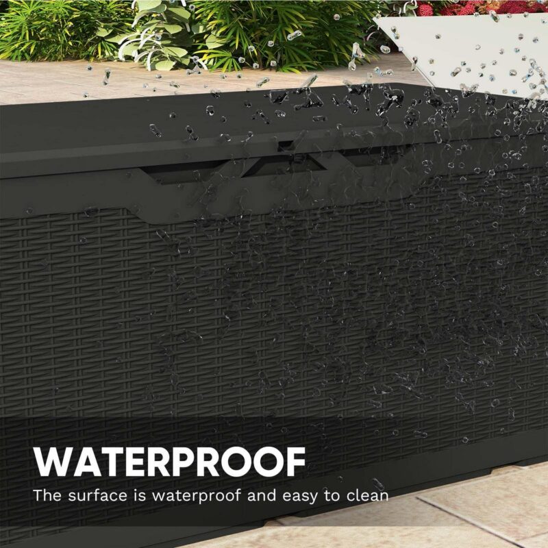 Patiowell 100 Gallon Resin Deck Box, Large Outdoor Storage Box with Padlock for Patio Furniture,Black - Image 3