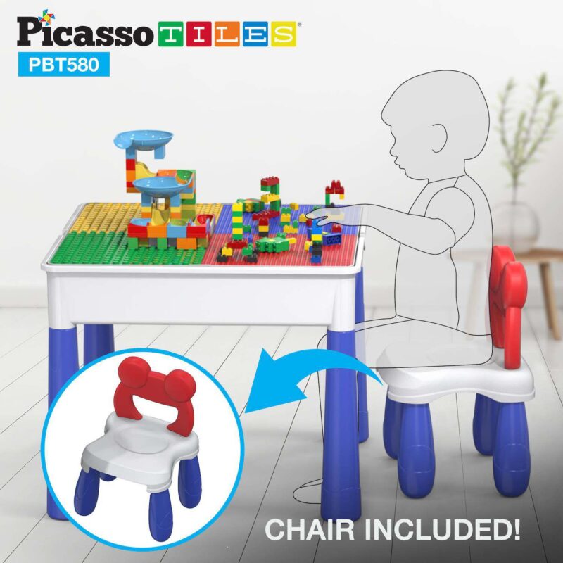 PicassoTiles Large Building Blocks Activity Center Table and Chair Set - Image 5