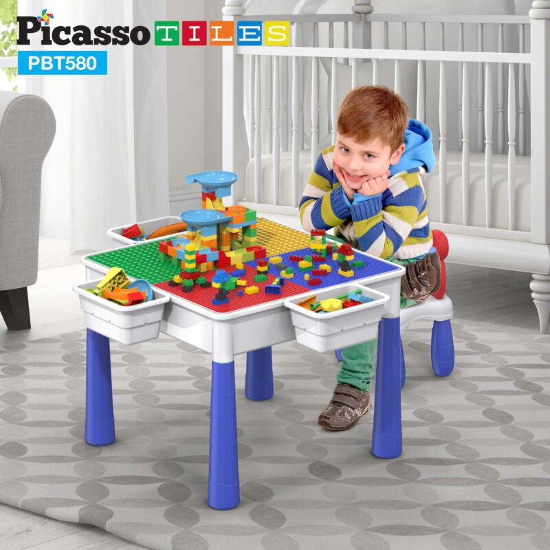 PicassoTiles Large Building Blocks Activity Center Table and Chair Set - Image 2