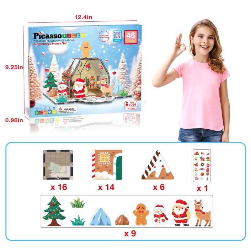 Picassotiles Gingerbread House Magnetic Tiles - 46 Pieces - Image 4