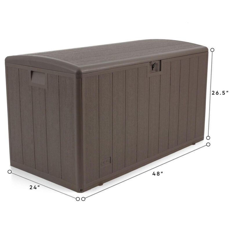 Plastic Development Group 105 Gal Outdoor Patio Storage Deck Box, Driftwood - Image 8