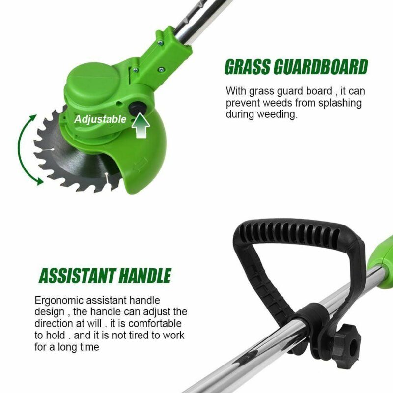 Portable Handheld Weed Lawn 24V Battery Cordless Grass Trimmer for Lawn, Yard, Garden(Green, Set)