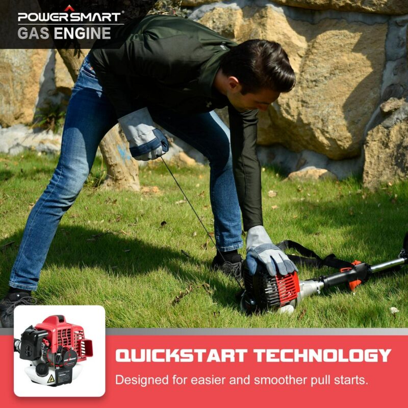 PowerSmart 2-Cycle 25.4cc 18lb Straight Shaft Gas String Trimmer, Weed Wacker and Weed eaters for Lawns and Grass - Image 7