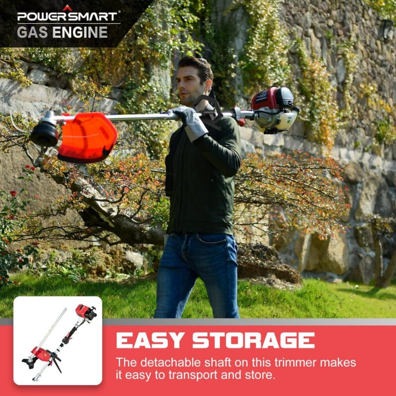 PowerSmart 2-Cycle 25.4cc 18lb Straight Shaft Gas String Trimmer, Weed Wacker and Weed eaters for Lawns and Grass - Image 4