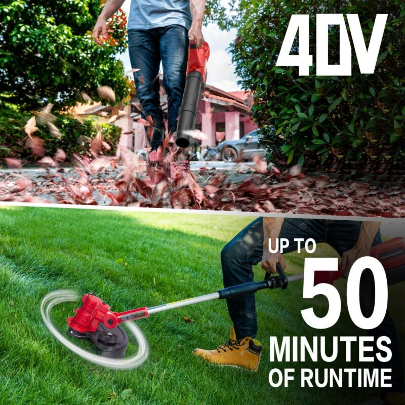 PowerSmart 40V 4.0Ah Lithium-Ion Cordless String Trimmer/Edger and Blower Combo Kit(2 Tools),7lb - Image 4