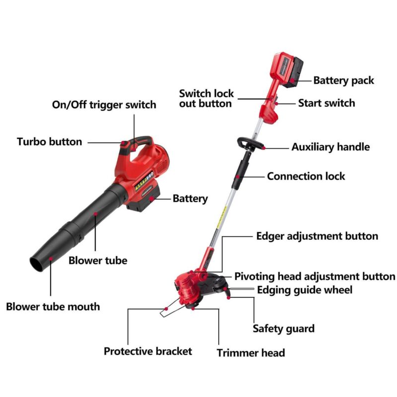 PowerSmart 40V 4.0Ah Lithium-Ion Cordless String Trimmer/Edger and Blower Combo Kit(2 Tools),7lb - Image 2