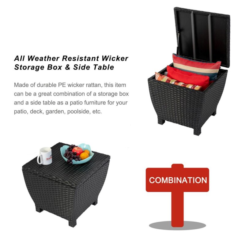 Prime Garden 13 Gallons Wicker Deck Box Outdoor Storage Containers,Black - Image 3