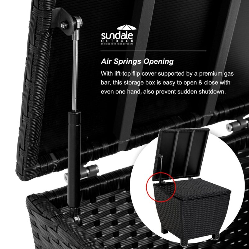 Prime Garden 13 Gallons Wicker Deck Box Outdoor Storage Containers,Black - Image 6