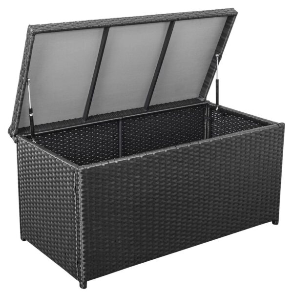 Prime Garden 60 Gallon Wicker Patio Deck Boxes with Lid, Outdoor Cushion Storage Box, Black