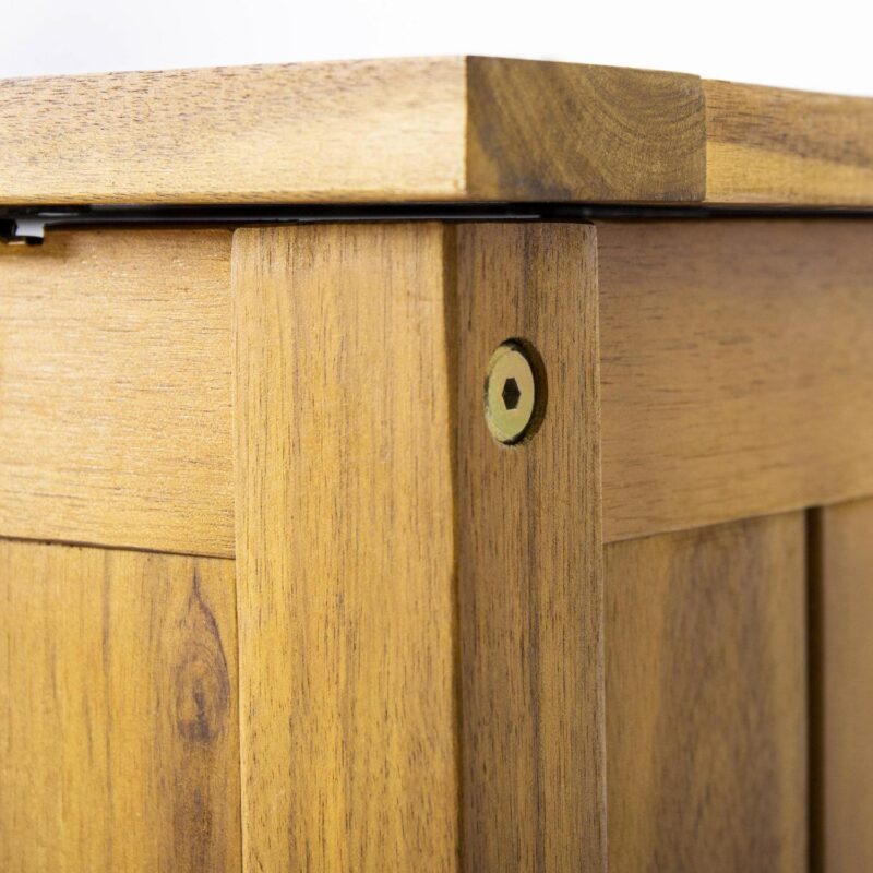 Prodo Acacia Wood 100 Gallon Outdoor Patio Deck Storage Box, Teak Finish - Image 9