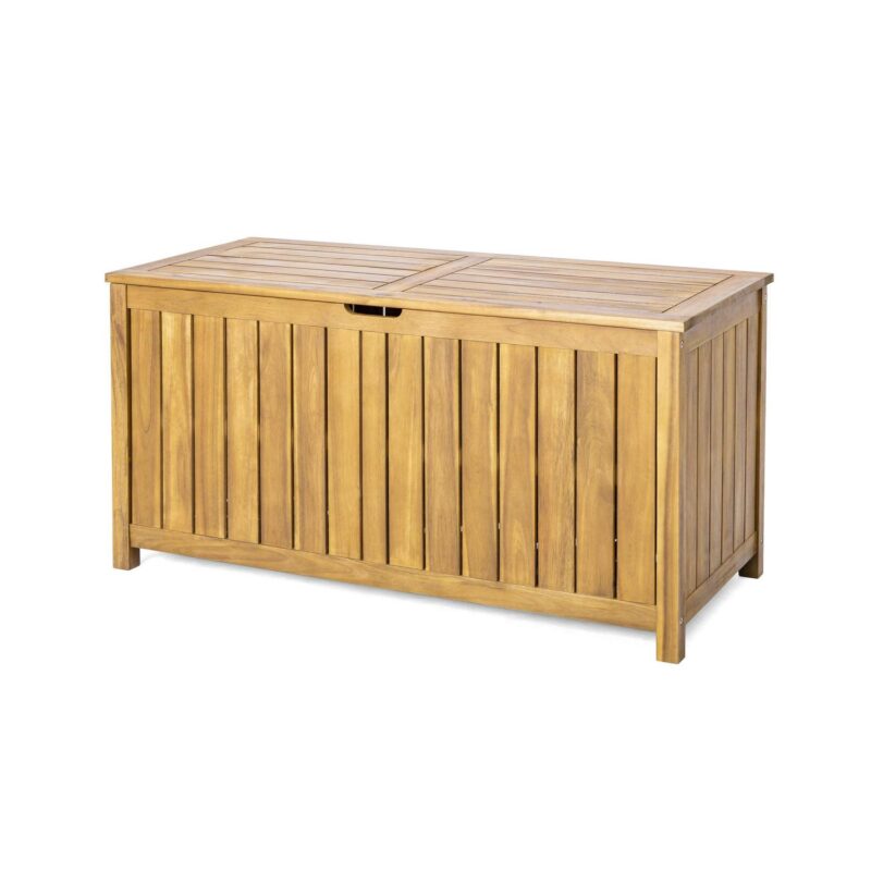Prodo Acacia Wood 100 Gallon Outdoor Patio Deck Storage Box, Teak Finish - Image 2