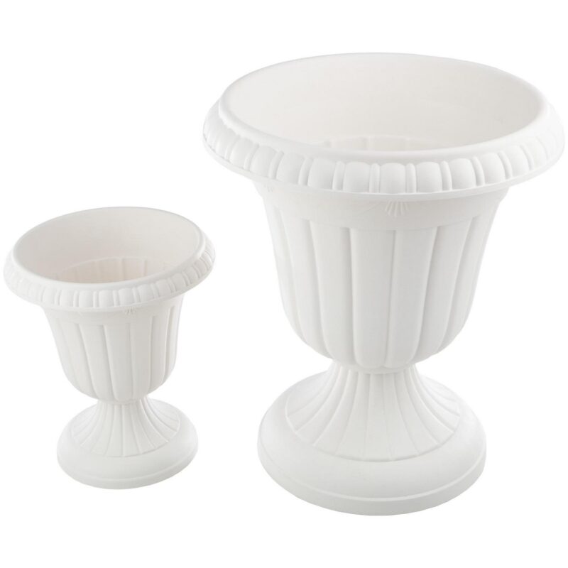 Pure Garden Large and Small Plastic Outdoor Urn Planter 2-Pack, White - Image 15
