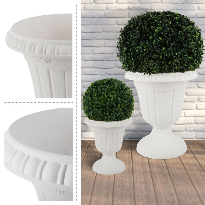 Pure Garden Large and Small Plastic Outdoor Urn Planter 2-Pack, White - Image 17