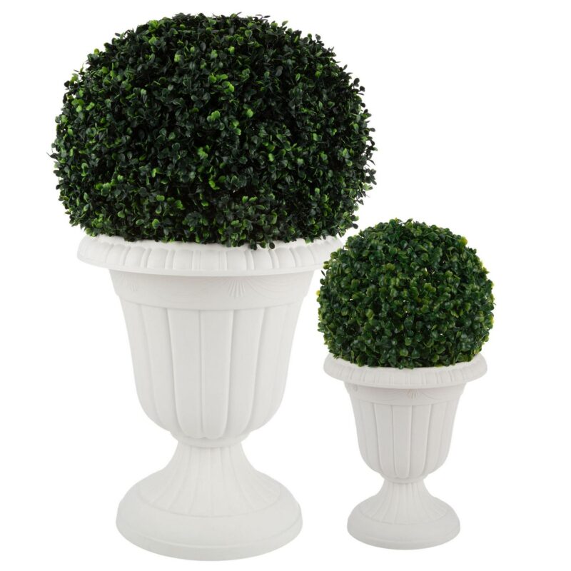Pure Garden Large and Small Plastic Outdoor Urn Planter 2-Pack, White - Image 10