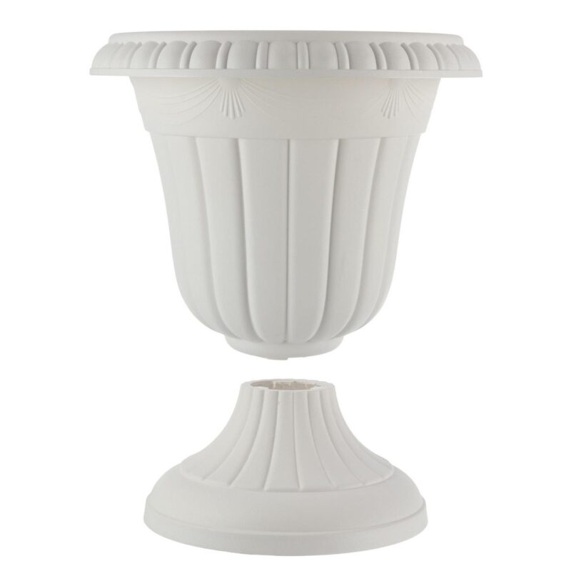 Pure Garden Large and Small Plastic Outdoor Urn Planter 2-Pack, White - Image 7