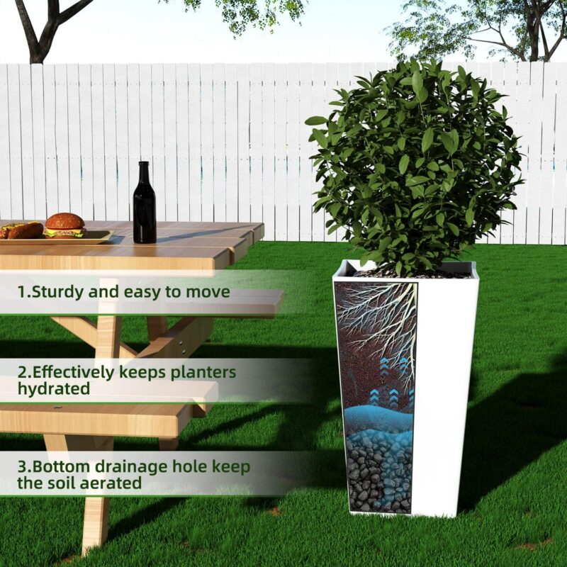 QCQHDU Large Planters for Outdoor Plants Flower Pots Set of 2,Tall Planters for Outdoor Plants,21 inch Outdoor Planters for Front Porch Plantersi 1/4 Whitei 1/4 - Image 5