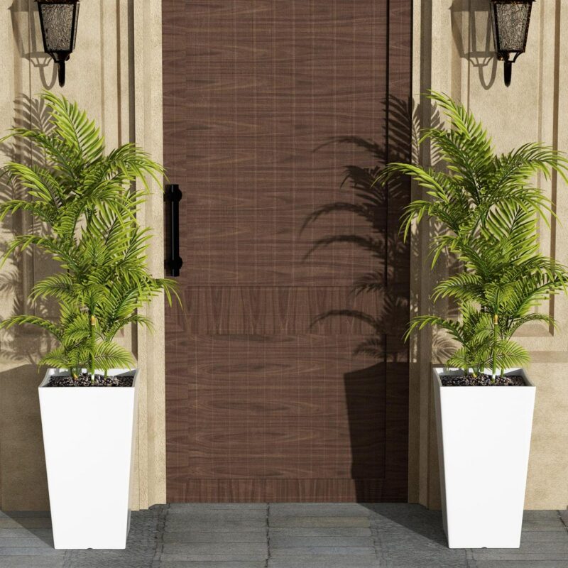 QCQHDU Large Planters for Outdoor Plants Flower Pots Set of 2,Tall Planters for Outdoor Plants,21 inch Outdoor Planters for Front Porch Plantersi 1/4 Whitei 1/4 - Image 2