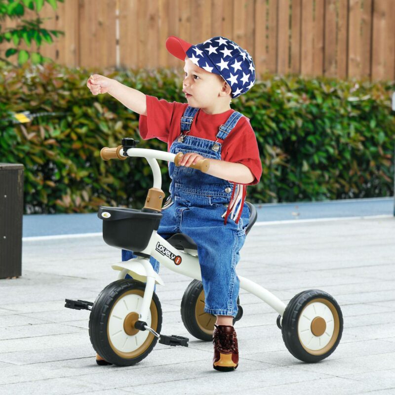 Qaba Tricycle For Kids Age 2-5, Toddler Bike For Girls And Boys, White - Image 2