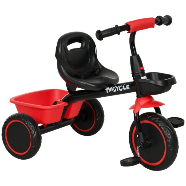 Qaba Tricycle For Kids Age 2-5, Toddler Bike With Adjustable Seat, Red