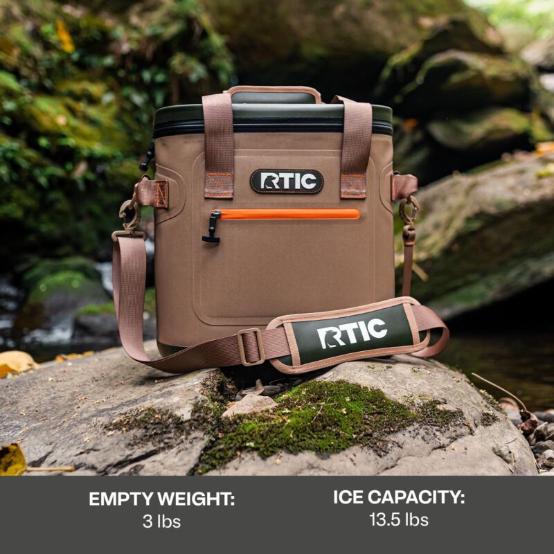 RTIC 20 Can Soft Pack Cooler, Leakproof Ice Chest Cooler with Waterproof Zipper, Tan - Image 6