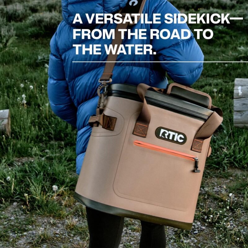 RTIC 20 Can Soft Pack Cooler, Leakproof Ice Chest Cooler with Waterproof Zipper, Tan - Image 8