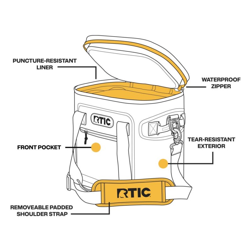 RTIC 20 Can Soft Pack Cooler, Leakproof Ice Chest Cooler with Waterproof Zipper, Tan - Image 3