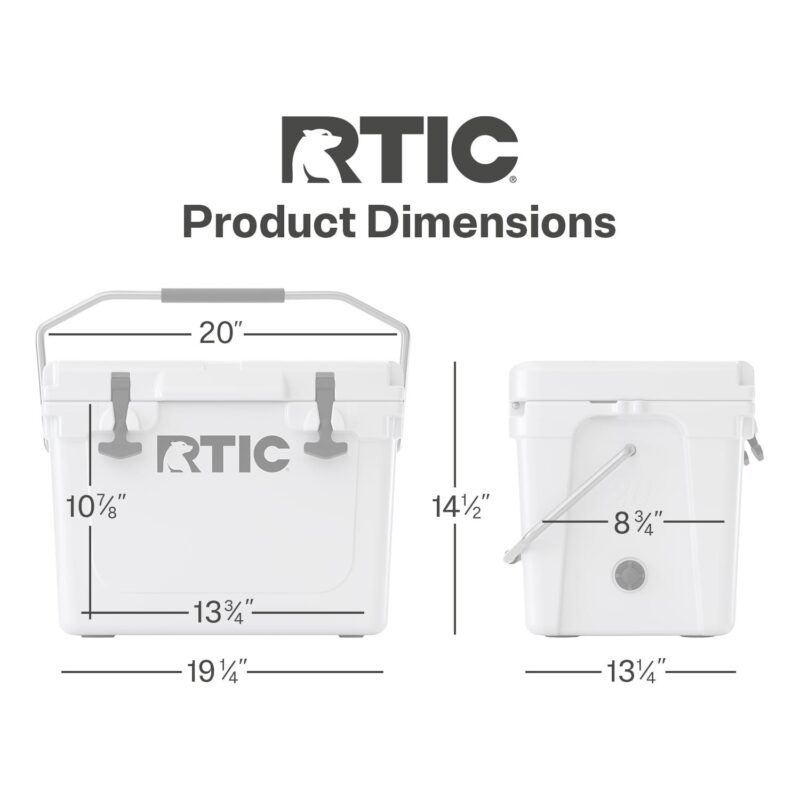 RTIC 20 QT Ultra-Tough Rotomolded Hard-Sided Ice Chest Cooler, White, Fits 30 Cans - Image 3