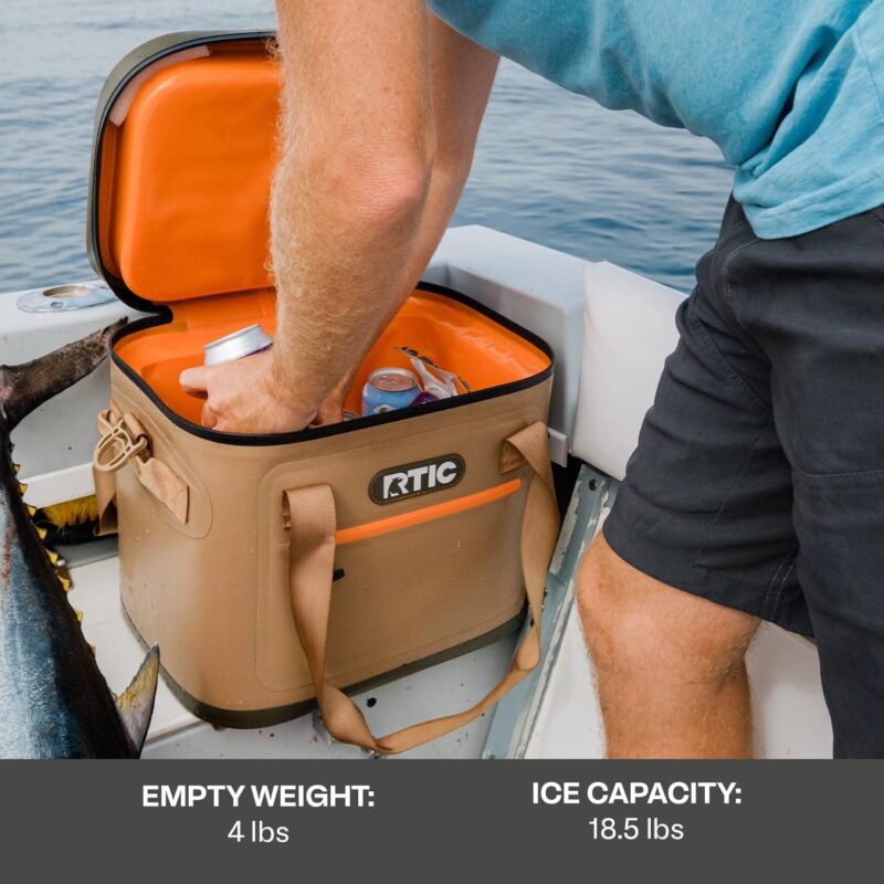 RTIC 30 Can Soft Pack Cooler, Leakproof Ice Chest Cooler with Waterproof Zipper, Tan - Image 5