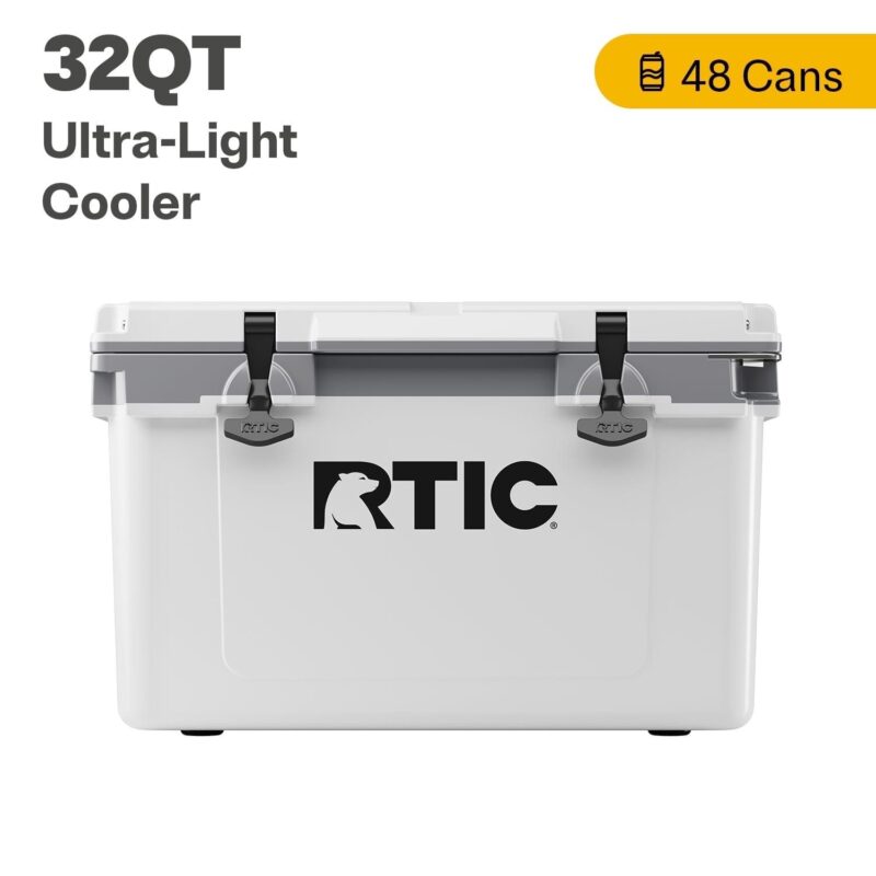 RTIC 32 QT Ultra-Light Hard-Sided Ice Chest Cooler, White, Fits 48 Cans