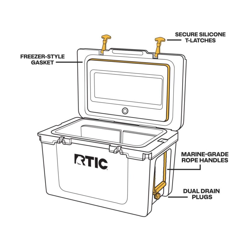 RTIC 52 QT Ultra-Light Hard-Sided Ice Chest Cooler, Dark Grey And Cool Grey, Fits 76 Cans - Image 4