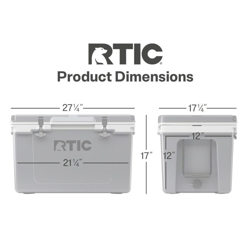 RTIC 52 QT Ultra-Light Hard-Sided Ice Chest Cooler, Dark Grey And Cool Grey, Fits 76 Cans - Image 7