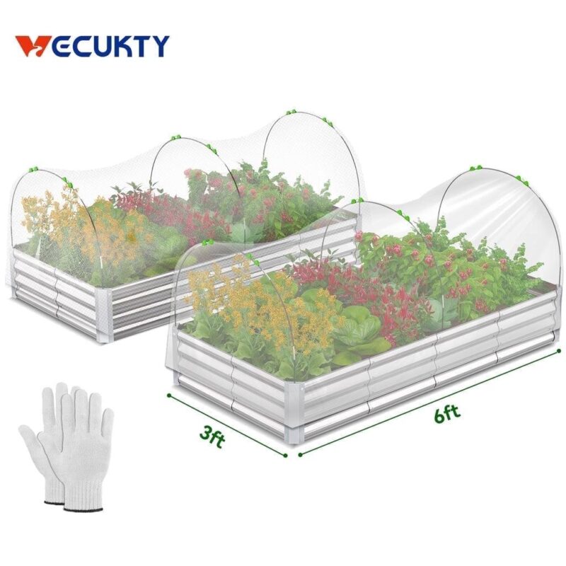 Raised Garden Beds Outdoor, VECUKTY 15x3x1 ft,6A 3A 1 ft (2 Pack) Planter Raised Bed for Gardening, Vegetables, Flowers ,Large Metal Garden Box