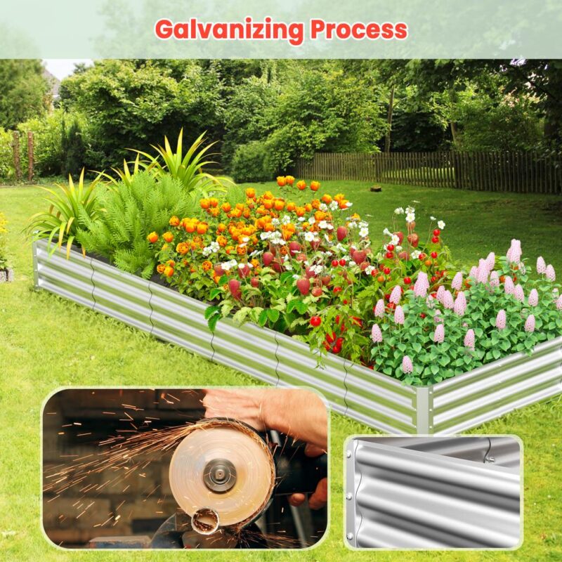 Raised Garden Beds,VECUKTY 9x3x1 ft, 3A 3A 1 ft (2 Pack)Galvanized Planter Raised Bed for Gardening, Vegetables, Flowers ,Large Metal Garden Box - Image 2
