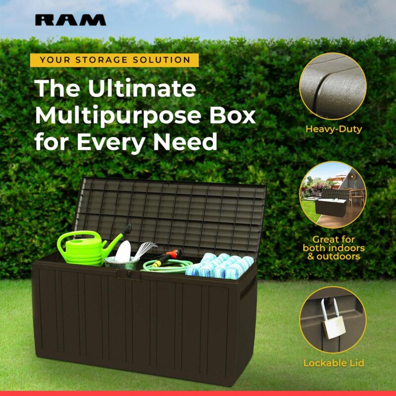 Ram Quality Products 71 Gallon Outdoor Backyard Patio Storage Deck Box - Image 2