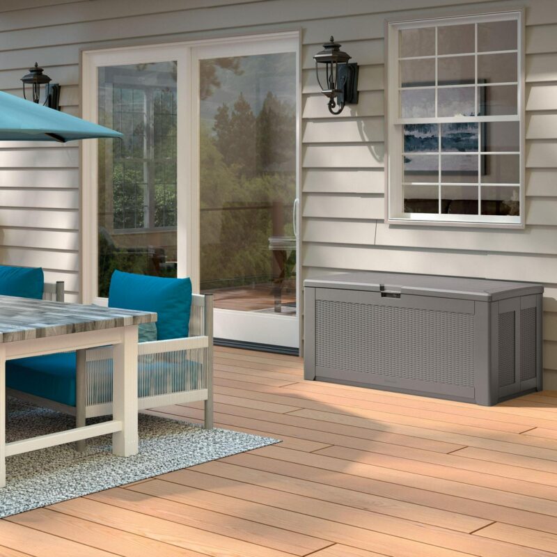 Rubbermaid Deck Box, Extra Large, 134 Gallon, Light Grey, 48lb, 58'L x 11 W x 31.5 H - Image 2