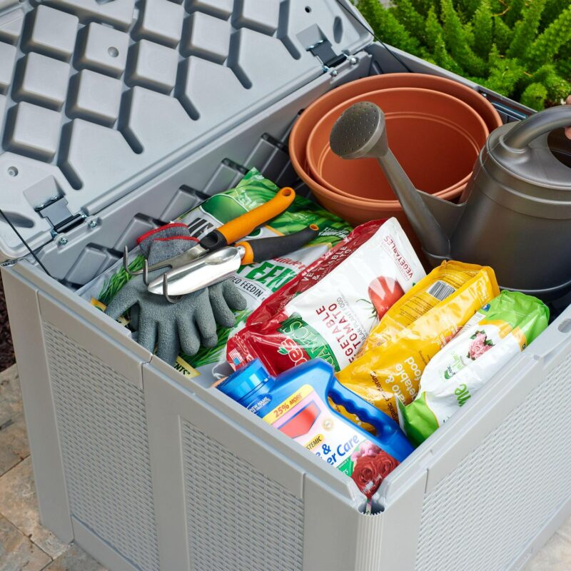 Rubbermaid Deck Box, Medium, 74 Gallon, Light Grey - Image 5