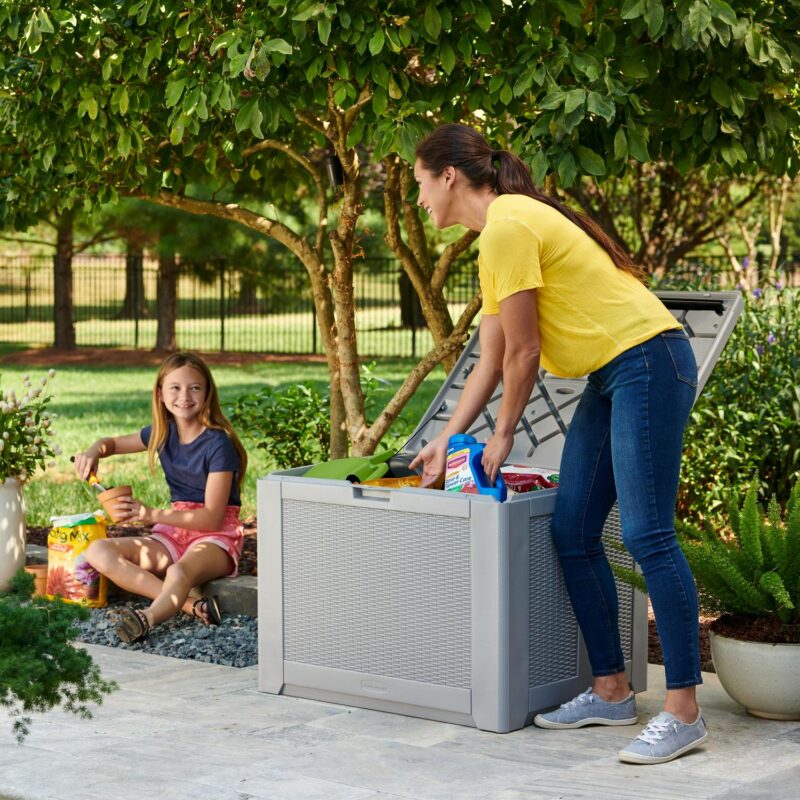 Rubbermaid Deck Box, Medium, 74 Gallon, Light Grey - Image 4