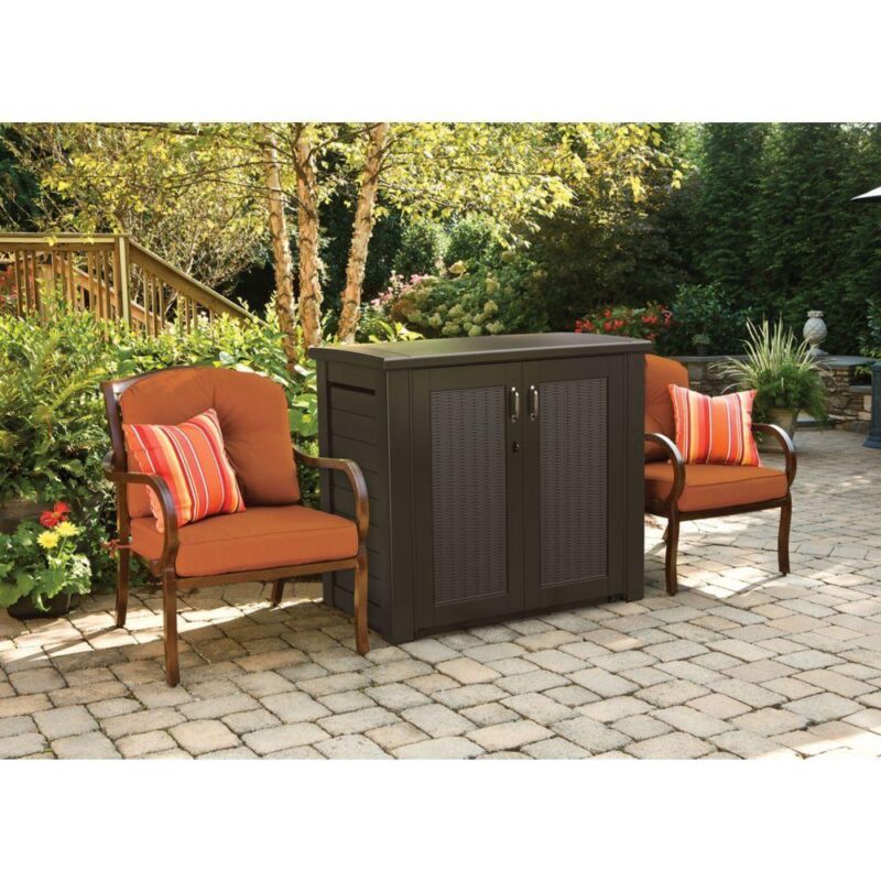 Rubbermaid Patio Chic Outdoor Resin Storage Cabinet, 123 Gallons, Dark Teak - Image 5