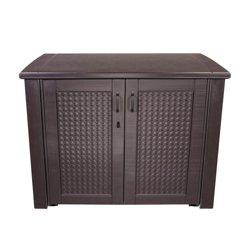 Rubbermaid Patio Chic Outdoor Resin Storage Cabinet, 123 Gallons, Dark Teak - Image 2