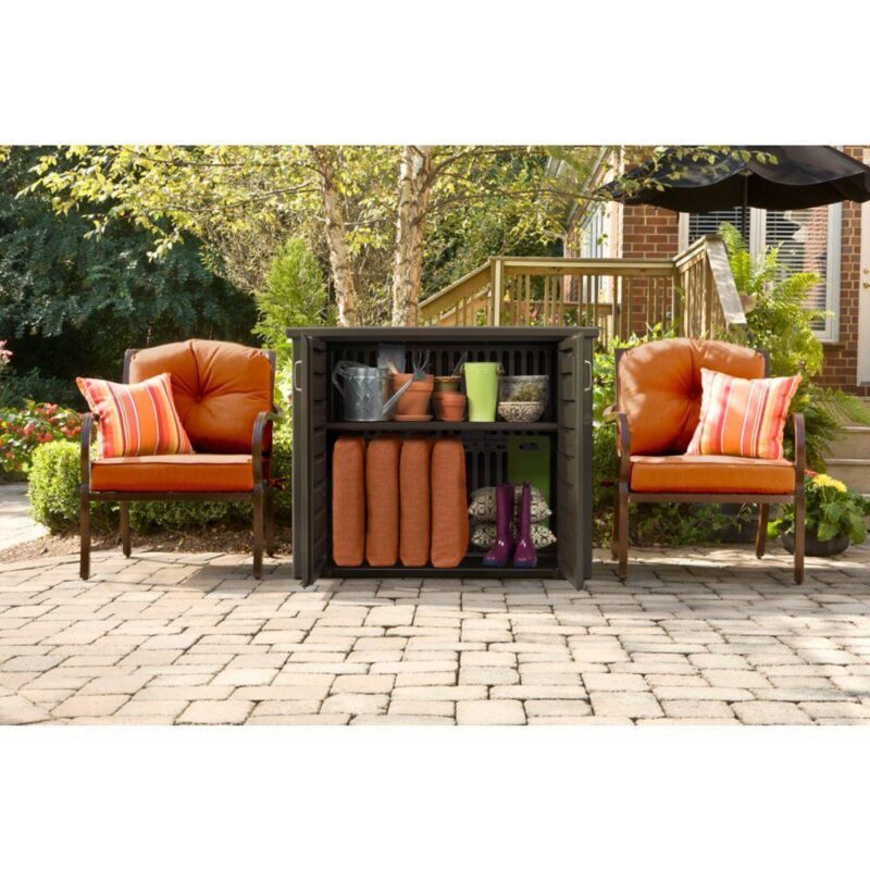 Rubbermaid Patio Chic Outdoor Resin Storage Cabinet, 123 Gallons, Dark Teak - Image 3