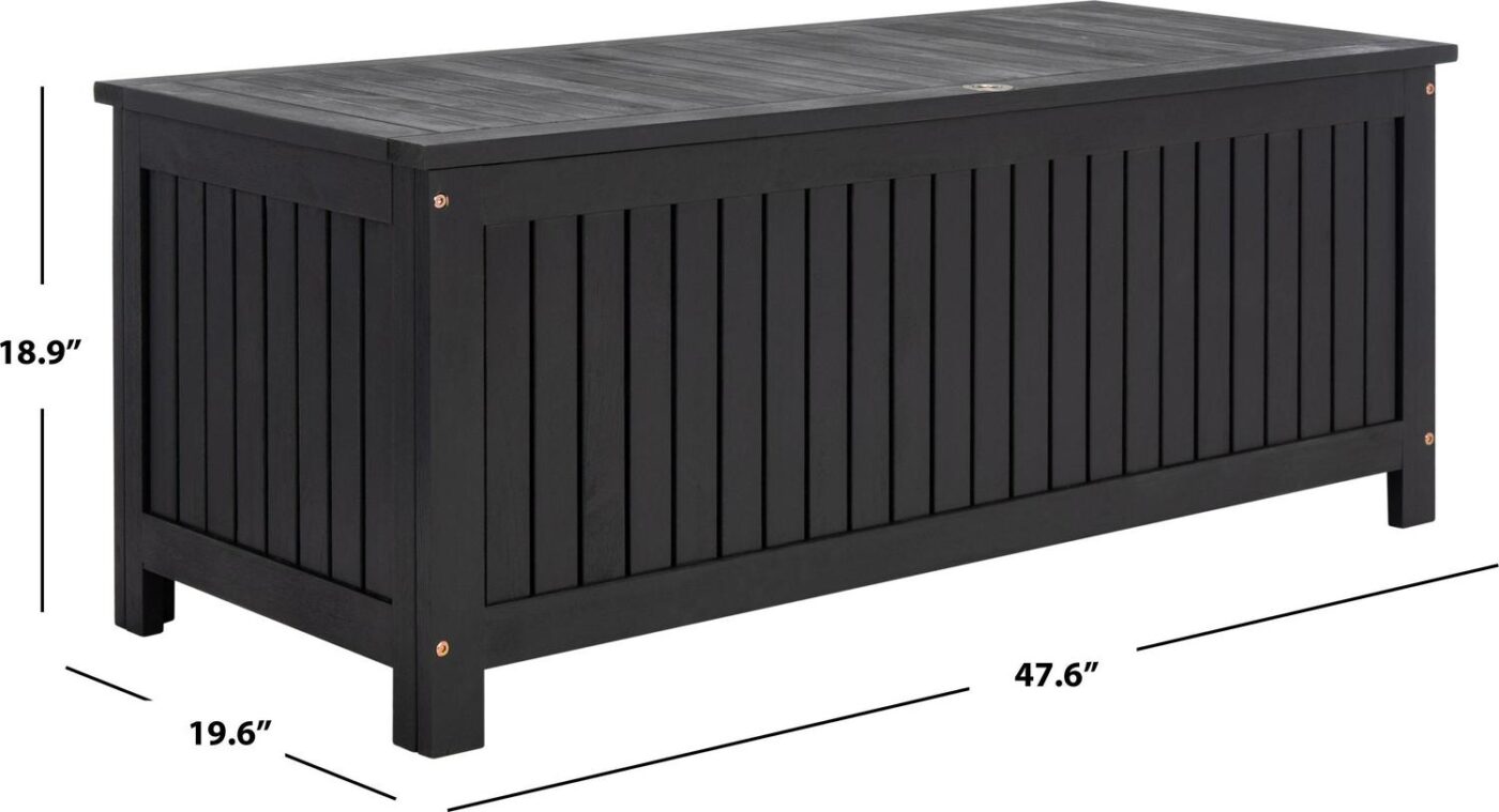 SAFAVIEH Abri Transitional Outdoor Patio Cushion Storage Box, Black - Image 3