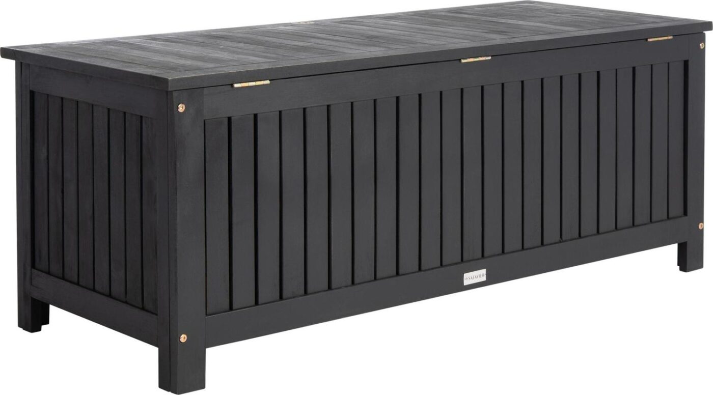 SAFAVIEH Abri Transitional Outdoor Patio Cushion Storage Box, Black - Image 11