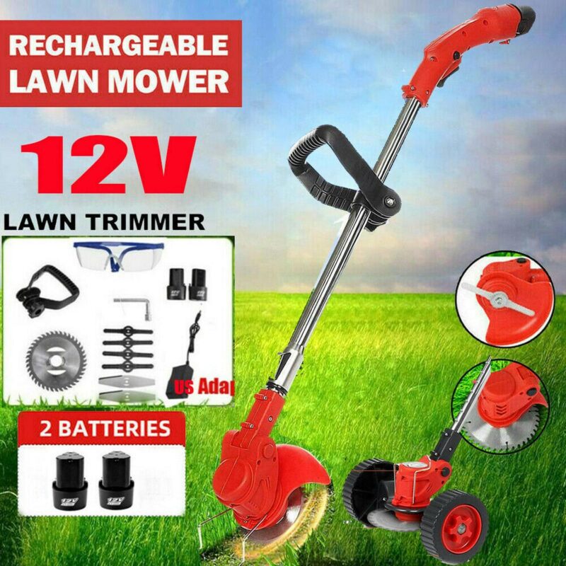 SAYFUT 12V Cordless Grass Trimmer Weed Eater Handheld Trimmer Electric Cordless String Trimmer 2 Battery