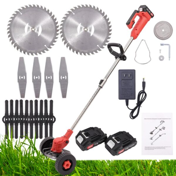 SAYFUT 800W Electric Weed Eater Lawn Edger Cordless Grass String Trimmer Cutter 24V