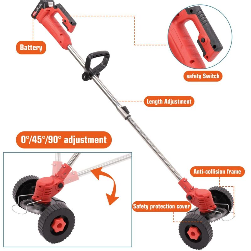 SAYFUT 800W Electric Weed Eater Lawn Edger Cordless Grass String Trimmer Cutter 24V - Image 3